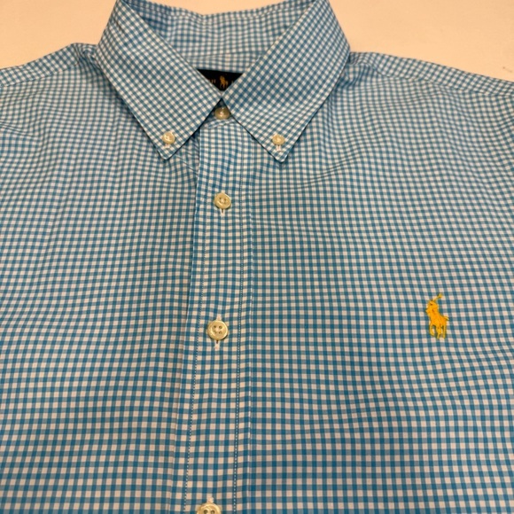 Ralph Lauren Men’s Button Down Shirt Blue/ White Gingham Sz XL - Picture 8 of 9